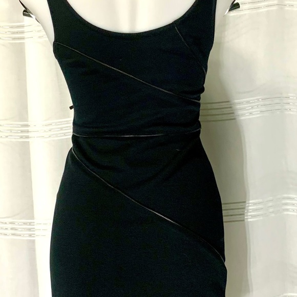 Theory $295 Bodycon Zipper Accent Mini Dress 0 Black Dress - Picture 14 of 16